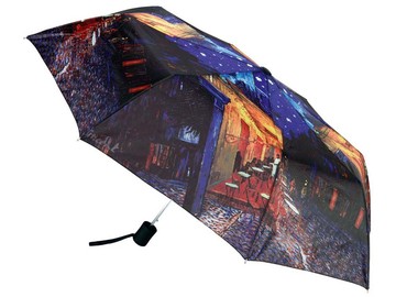 Набор: платок, складной зонт «Ван Гог. Терраса кафе ночью», темно-синий/оранжевый