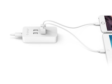 Зарядное устройство Orico DCV-4U (белый)4*USB2,4А/5Вмах4А; 20Вт; Smart Technologyпластик