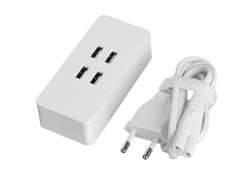 Зарядное устройство Orico DCV-4U (белый)4*USB2,4А/5Вмах4А; 20Вт; Smart Technologyпластик