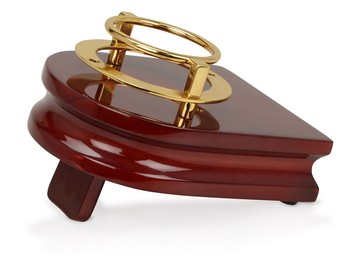 Часы «Магистр» с цепочкой на деревянной подставке, золотистый/красное дерево