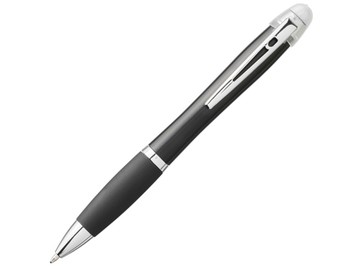 Светящаяся шариковая ручка Nash со светящимся черным корпусом и рукояткой, белый