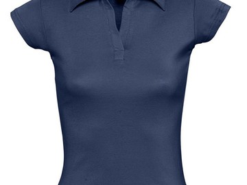 Рубашка поло женская без пуговиц PRETTY 220, кобальт (темно-синяя)