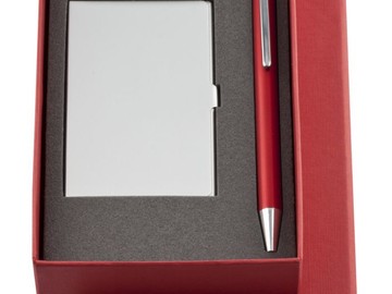 Набор Join: футляр для визиток и шариковая ручка, красный