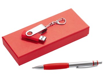 Набор Notes: ручка и флешка 16 Гб, красный