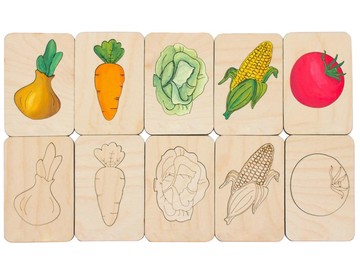 Карточки-раскраски Wood Games, овощи