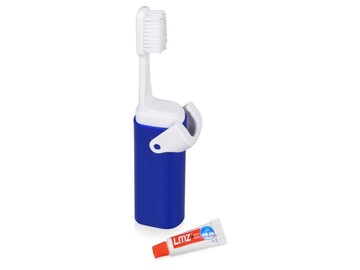 Складная зубная щетка с пастой «Clean Box», синий/белый