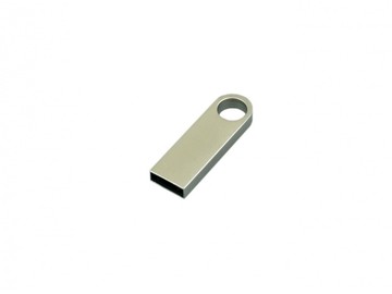 USB-флешка на 8 Гб с мини чипом, компактный дизайн с круглым отверстием., серебро