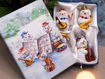Музыканты - снеговики, набор из 4-х игрушек