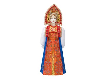 Набор «Марфа»: кукла в народном костюме, платок, синий