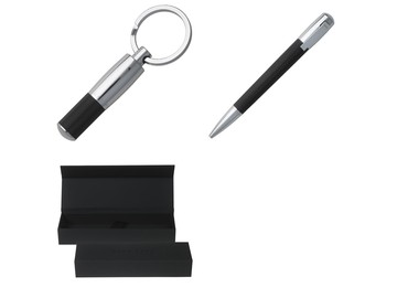 Подарочный набор: ручка шариковая, брелок. Hugo Boss, черный/серебристый