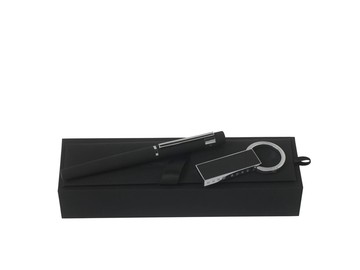 Подарочный набор: USB-флешка на 16 Гб, ручка-роллер. Hugo Boss, черный/серебристый