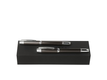 Подарочный набор: ручка перьевая, ручка-роллер. Hugo Boss, черный/серебристый