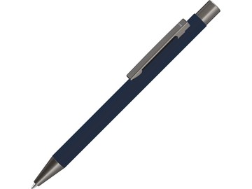 Ручка шариковая UMA «STRAIGHT GUM» soft-touch, с зеркальной гравировкой, темно синий