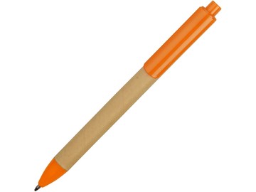 Ручка картонная пластиковая шариковая «Эко 2.0», бежевый/оранжевый