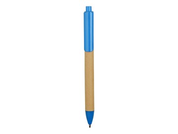 Ручка картонная пластиковая шариковая «Эко 2.0», бежевый/голубой